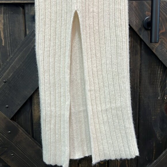 Worth Collective Bow Maxi Sweater Dress S Ivory Cream Ribbed Stretchy Bump Boho - Picture 11 of 13